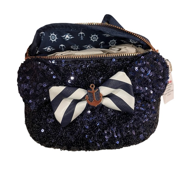 NWT Loungefly • Disney Cruise Line Navy Sequin Belt Bag/Fanny Pack - Picture 4 of 8
